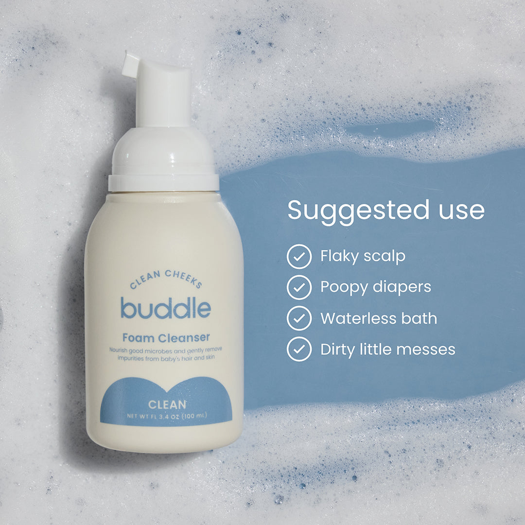 Buddle Clean Cheeks No-Rinse Foam Cleanser Bundle – Baby Skincare for Sensitive Skin