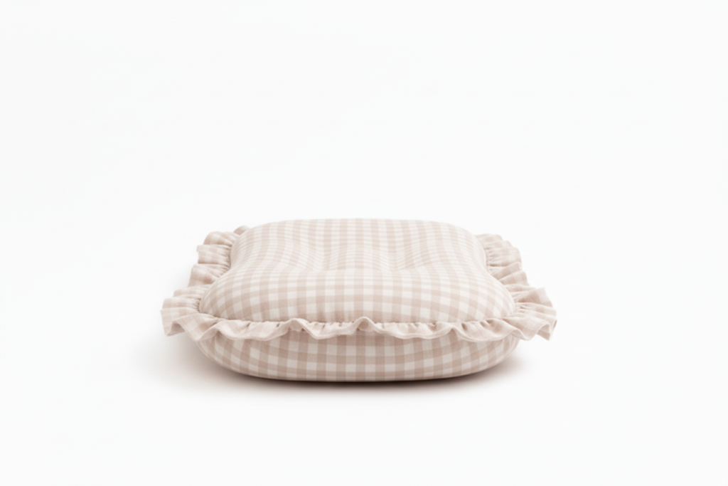 Beige Gingham Ruffle Baby Lounger Cover