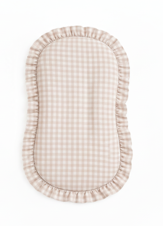 Beige Gingham Ruffle Baby Lounger Cover