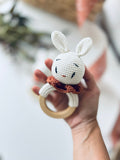 Handmade Bunny Rattle Teether | Gender-Neutral Crochet Baby Rattle