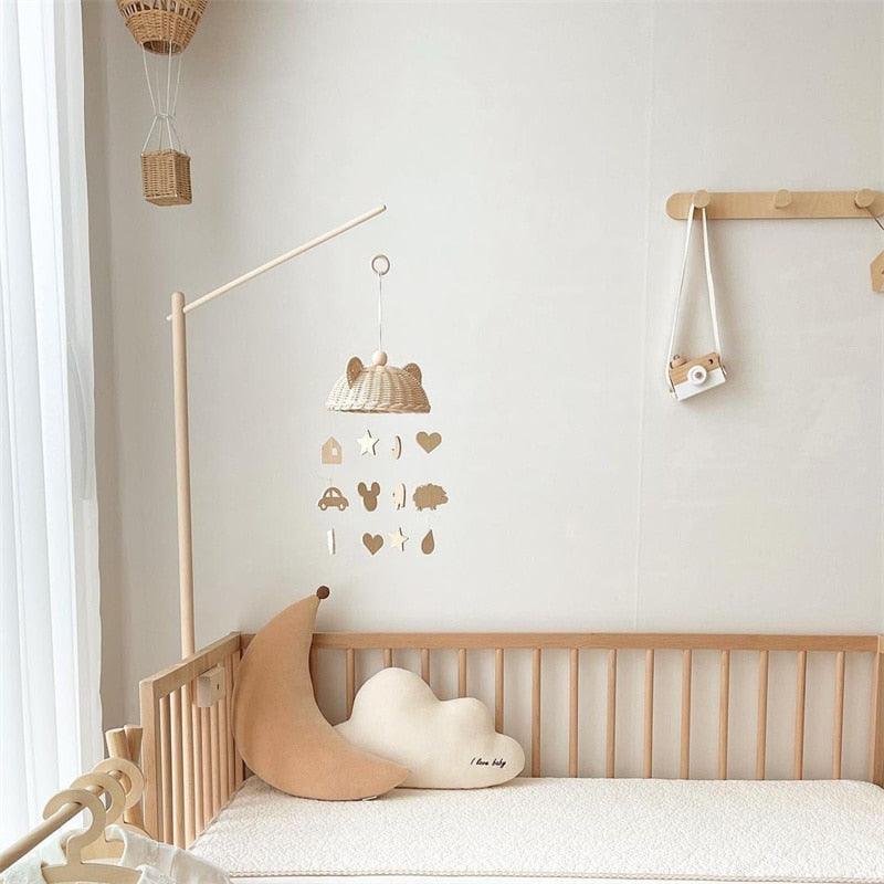 Wooden Cloud & Star Wind Chime – Nursery Wall Hanging for Newborns